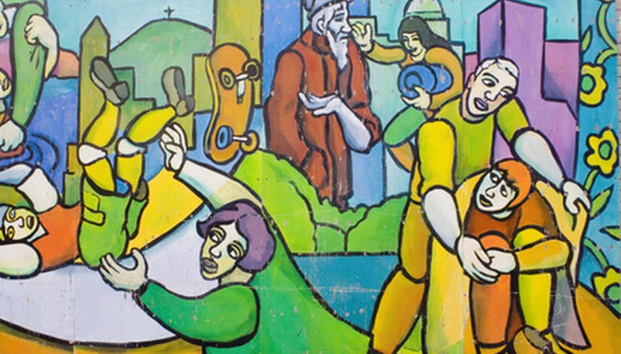 This community mural exemplifies the view that it is ethical to care for the elderly and injured.