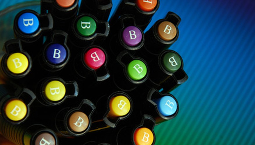Markers show brightly on the poster board. Markers show brightly on the poster board.