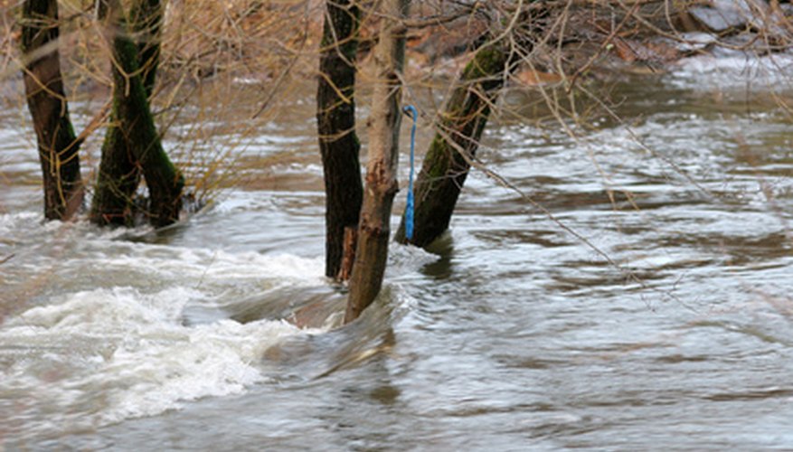 Photo Credit: flooding image by John Sandoy from <a href='http://www.fotolia.com'>Fotolia.com</a> Flooding is the result of a seasonal high water event.