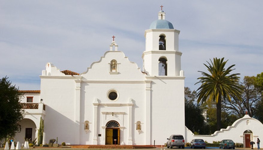 A Spanish mission church A Spanish mission church