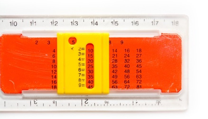 Photo Credit: ruler with multiplication table image by Stepanov from <a href='http://www.fotolia.com'>Fotolia.com</a> This ruler has a built-in multiplication table.