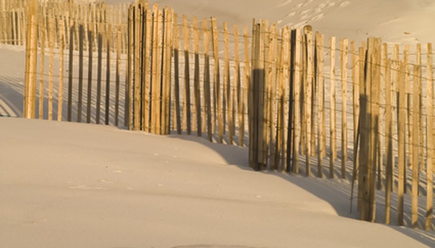 If the fence will be located on the water side of the primary dune, sand fences should be installed in 10-foot lengths parallel to each other and at 45 degree angles to the shore. If the fence will be located on the water side of the primary dune, sand fences should be installed in 10-foot lengths parallel to each other and at 45 degree angles to the shore.