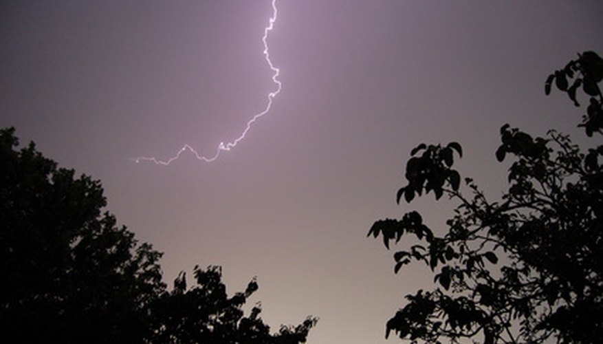 Sometimes during a tropical cyclone, lightning strikes trees or electric poles. Sometimes during a tropical cyclone, lightning strikes trees or electric poles.