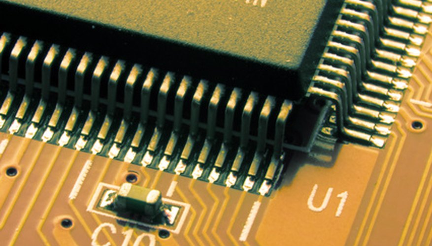 the big microcircuit on a orange board