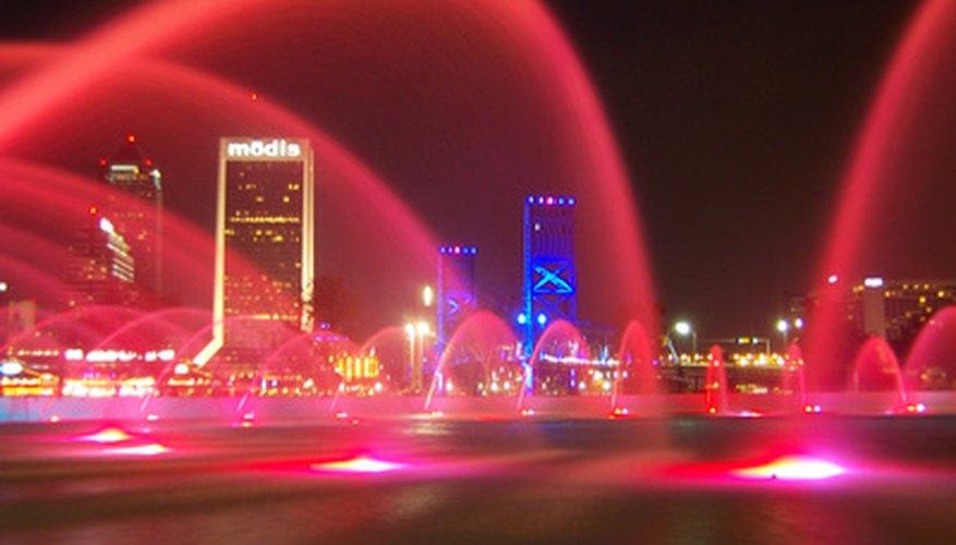 Photo Credit: Fountain and Jacksonville, Florida skyline image by Matt Ferrell from <a href='http://www.fotolia.com'>Fotolia.com</a> The Jacksonville, Florida area has long been a popular spawning ground for southern rock music.