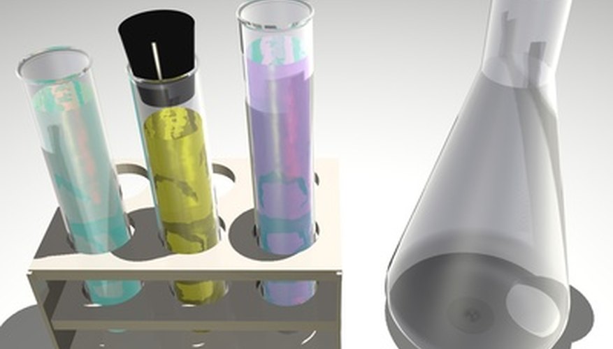 Photo Credit: laboratory image by Oleg Verbitsky from <a href='http://www.fotolia.com'>Fotolia.com</a> In chemistry lab experiments, you must consider all possible reactions.