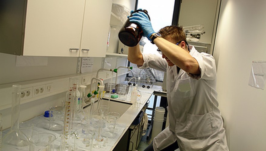 Photo Credit: professor going crazy! image by Canakris from <a href='http://www.fotolia.com'>Fotolia.com</a> The analysis of DNA involves the use of hundreds of different types of chemicals.