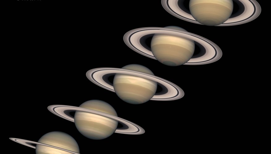 Five different views of Saturn taken by the Hubble space telescope. Five different views of Saturn taken by the Hubble space telescope.