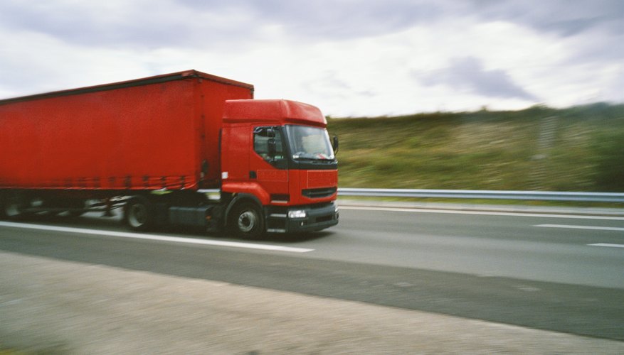 Truck driving on the road in France