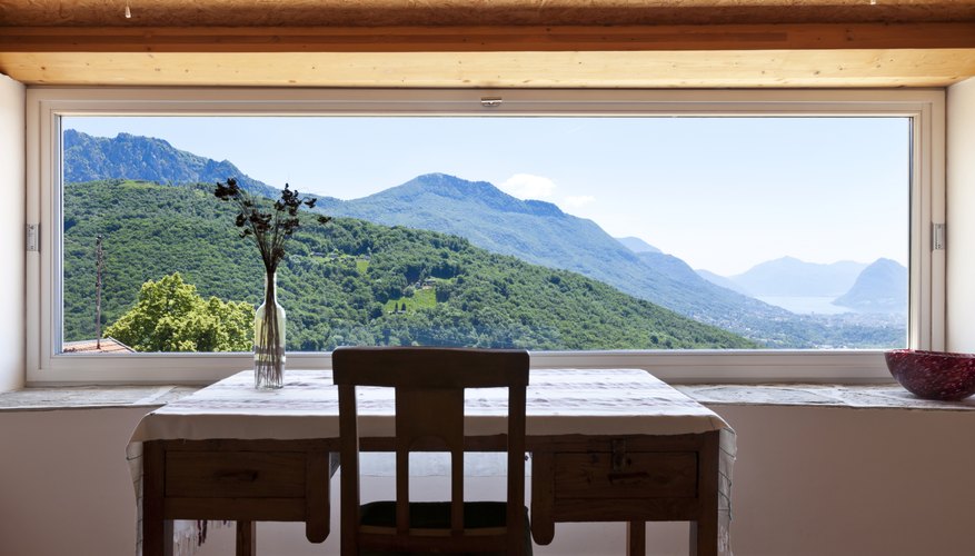 Large window in home office Large window in home office