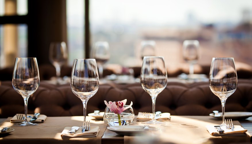 Empty glasses in restaurant
