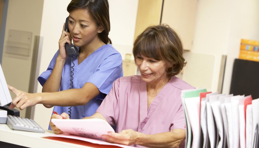 Medical professionals working in hospital