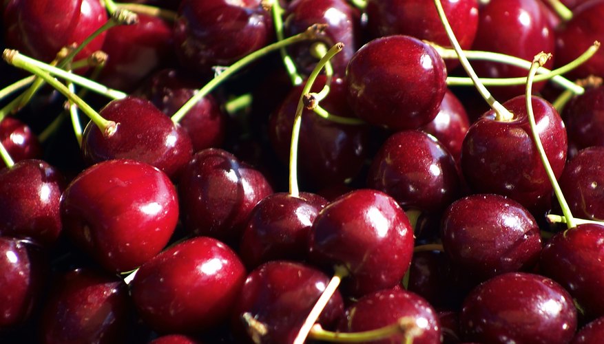 A basket of red cherries. A basket of red cherries.