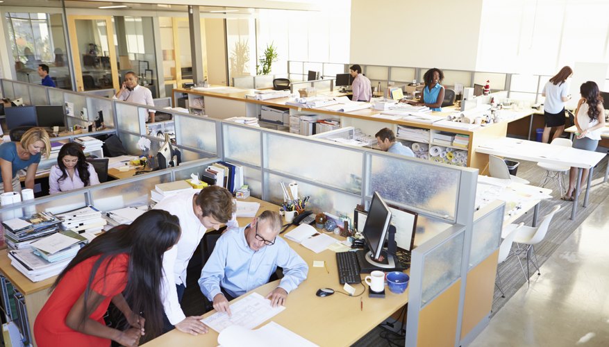 Interior Of Busy Modern Open Plan Office