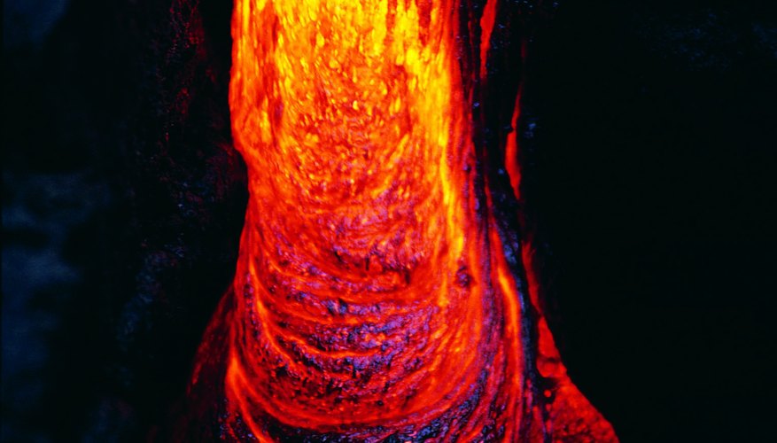 Photo Credit: Stockbyte/Stockbyte/Getty Images Magnetic crystals don't orient to the poles until the magma cools.