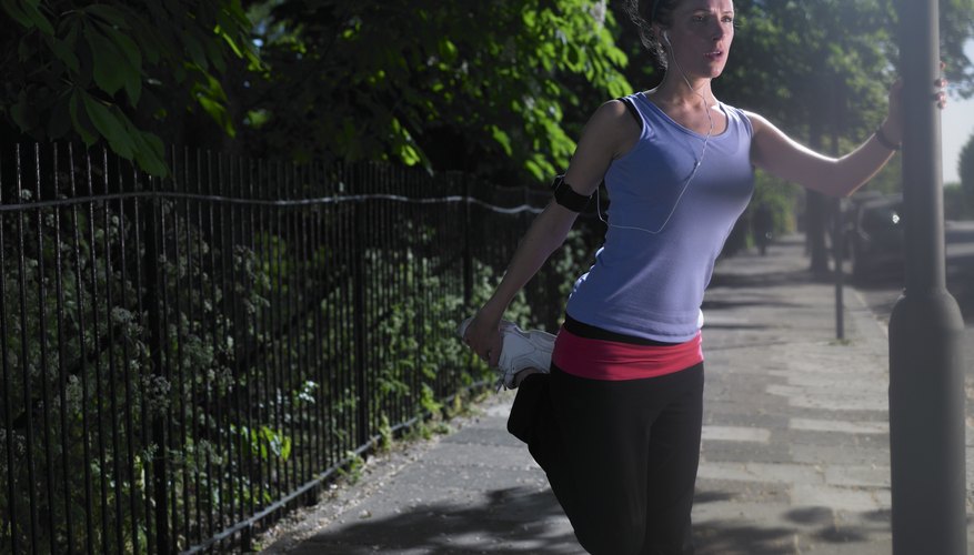 Stretch your injured foot or leg by standing on one leg. Stretch your injured foot or leg by standing on one leg.