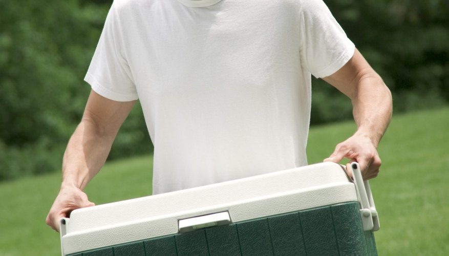 A cooler's Styrofoam insides provide good thermal insulation. A cooler's Styrofoam insides provide good thermal insulation.
