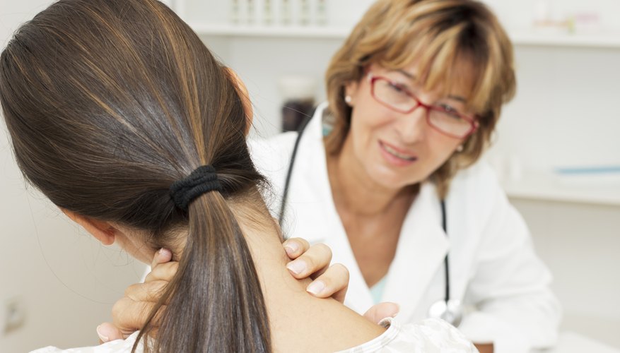 Thyroid test with doctor. Thyroid test with doctor.