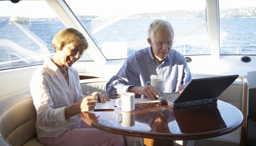 Retired seniors on a yacht