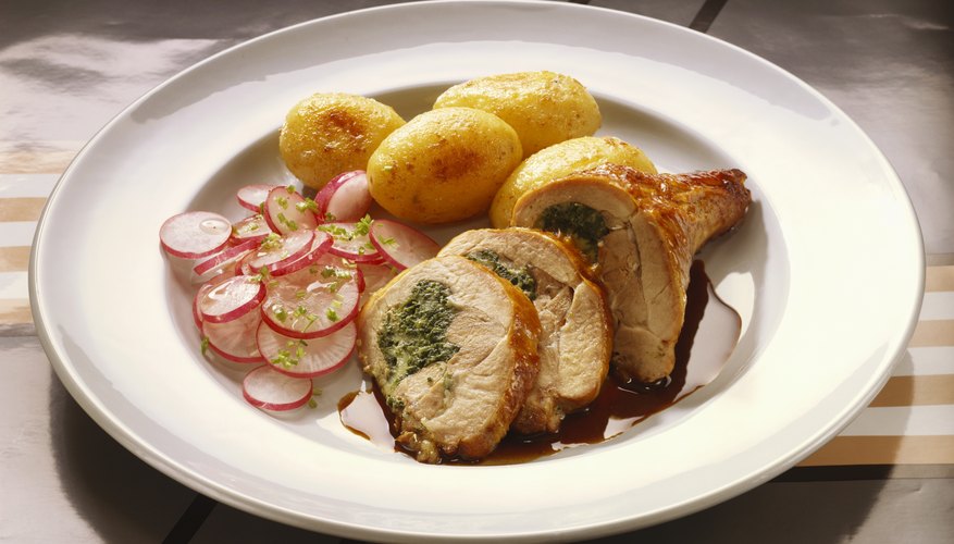 Turkey breast with potatoes and radishes. Turkey breast with potatoes and radishes.