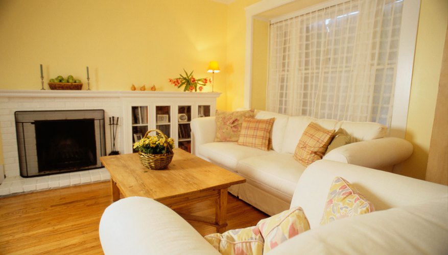 Yellow walls are a nice complement to pine wood. Yellow walls are a nice complement to pine wood.