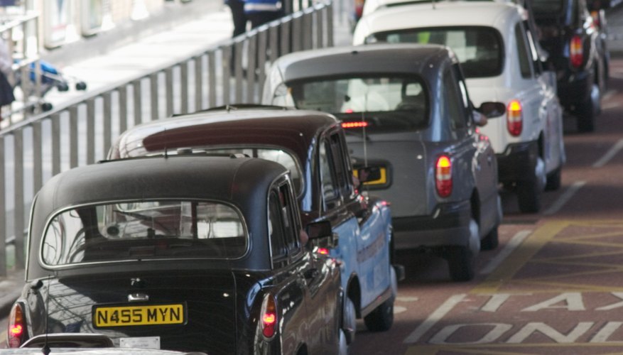 Row of taxicabs in London, England