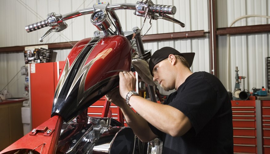 Man working on motorcycle