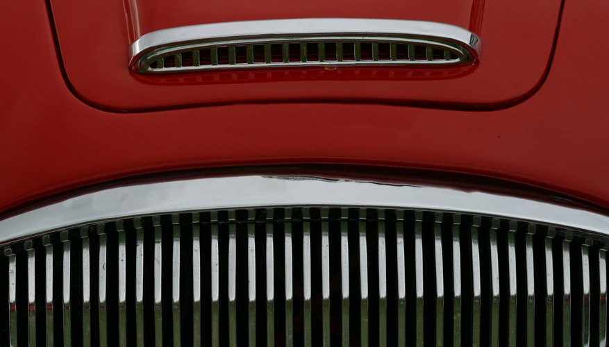 Close-up of radiator grill on classic car