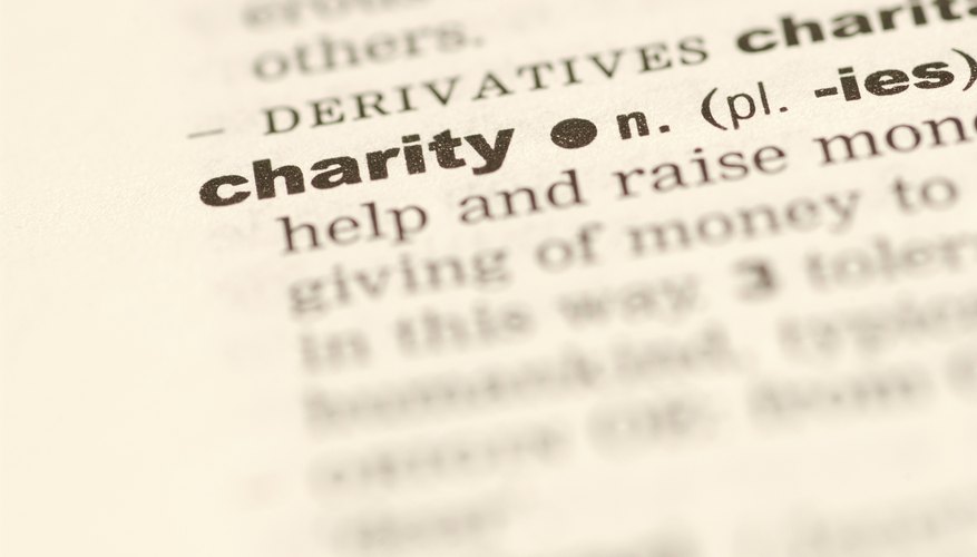 Close up of the word Charity.