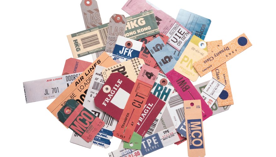 Pile of international luggage tags