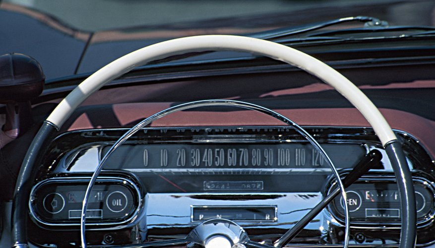 Steering wheel of vintage car