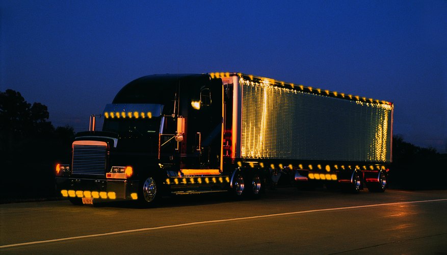 Lit truck at night