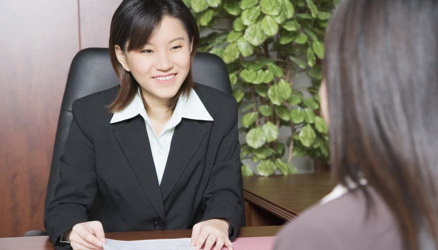 Businesswoman meeting with client
