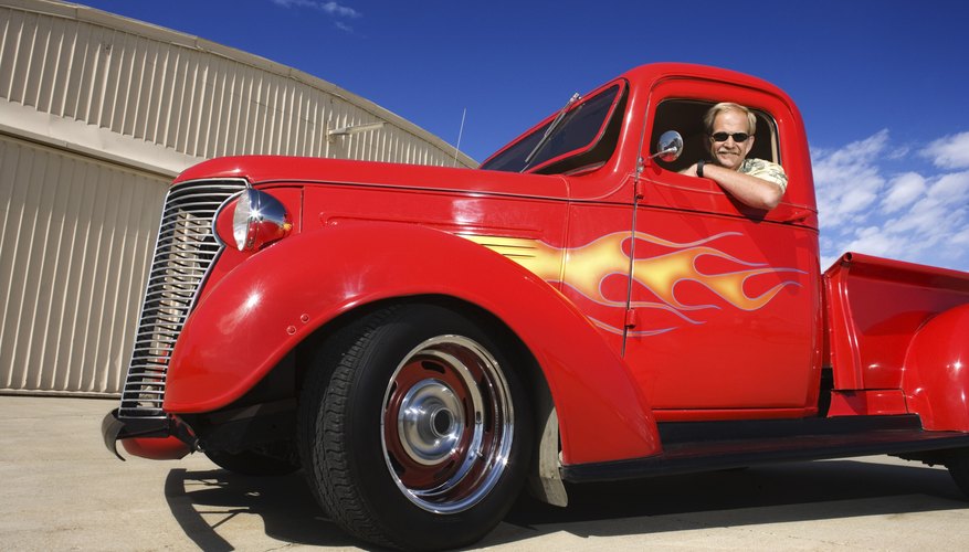 Man in vintage truck