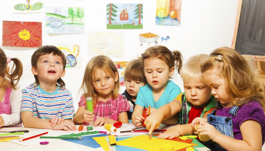 Young children in a kindergarden class.