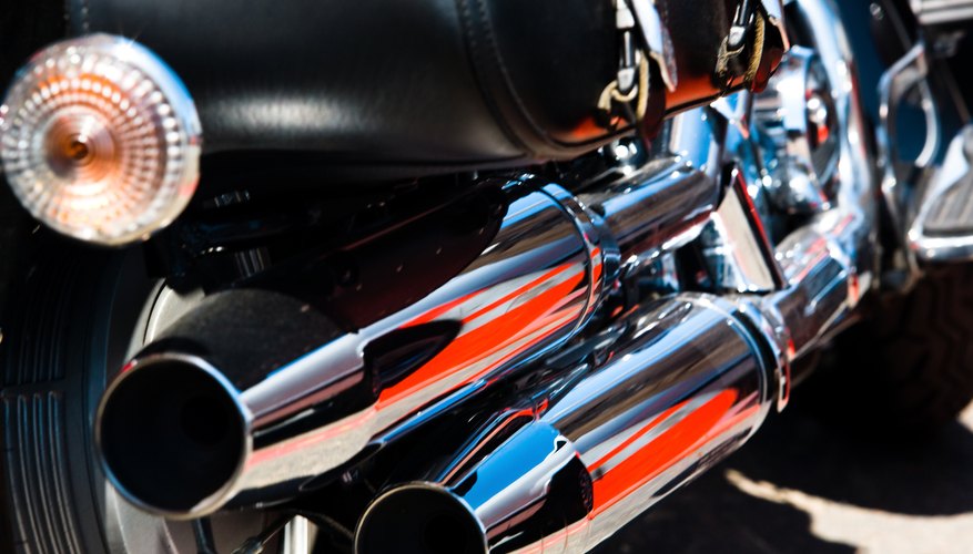 Close-up of exhaust pipes on motorcycle