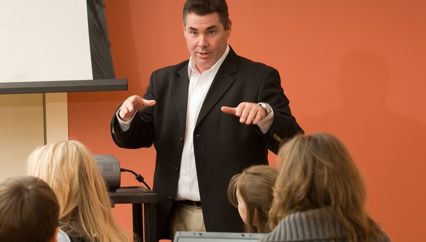 Teacher making presentation to class