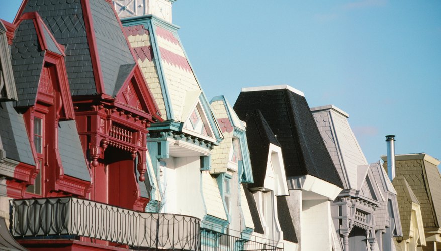 Polychrome wooden Victorian houses were painted multiple colors. Polychrome wooden Victorian houses were painted multiple colors.