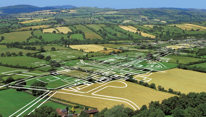 Development plans on rural valley (digital composite)