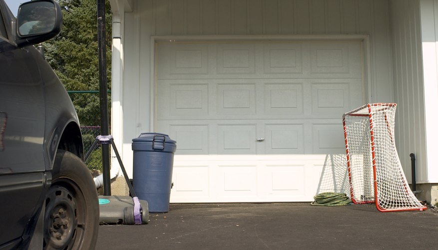 Suburban garage and basketball hoop