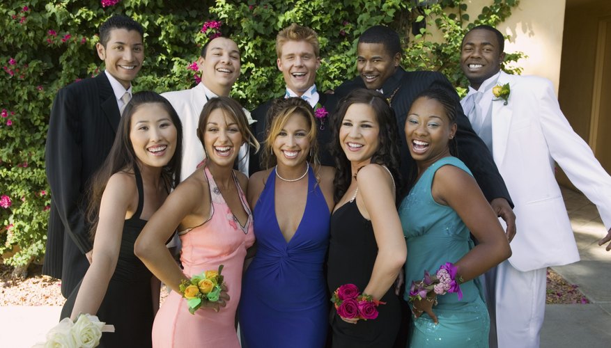 Smiling Teenagers Dressed for School Dance