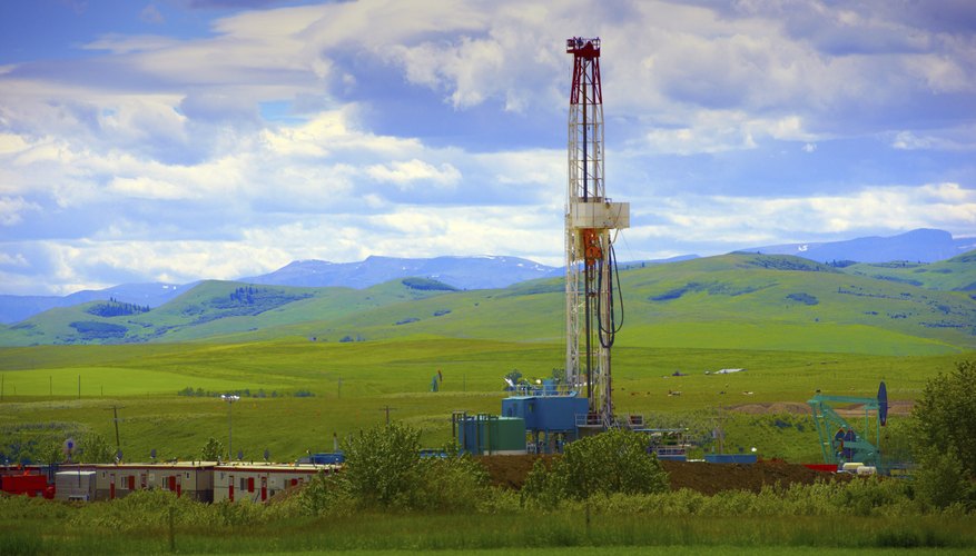 Drilling Rig Against Mountain Foothills