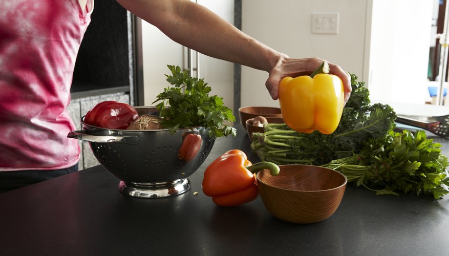 Preparing food in modern kitchen