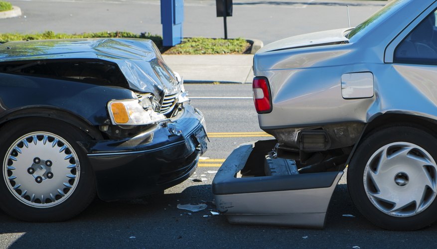 Two cars in an accident.