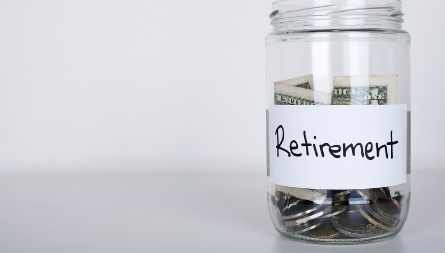 A money jar with retirement savings.