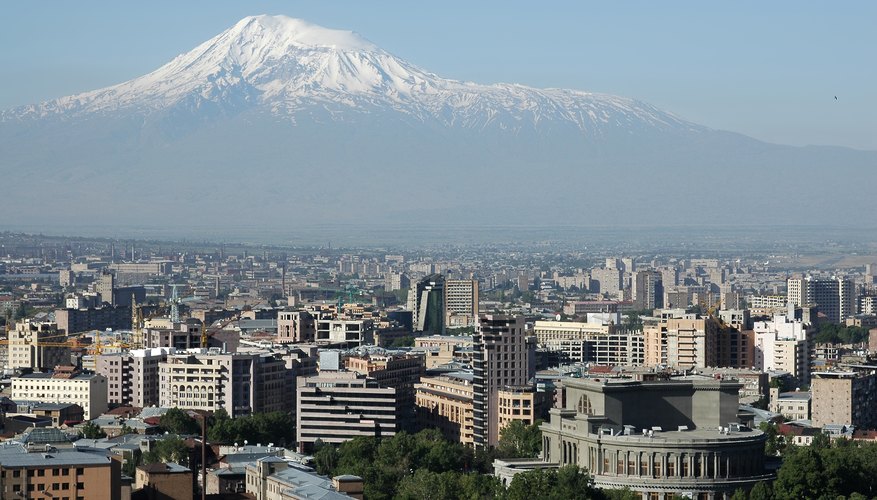 View on Yerevan city center and Mt.Ararat
