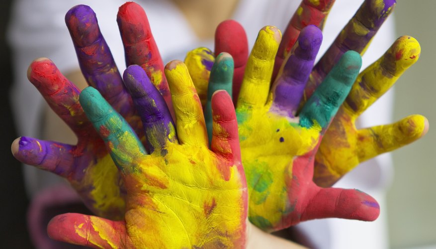 Finger painting with children is a great release Finger painting with children is a great release