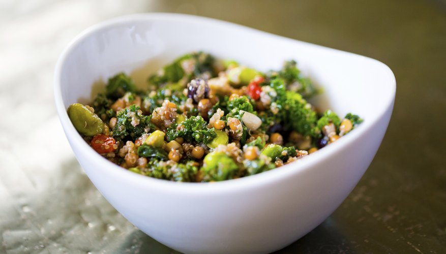 A bowl of salad with quinoa. A bowl of salad with quinoa.