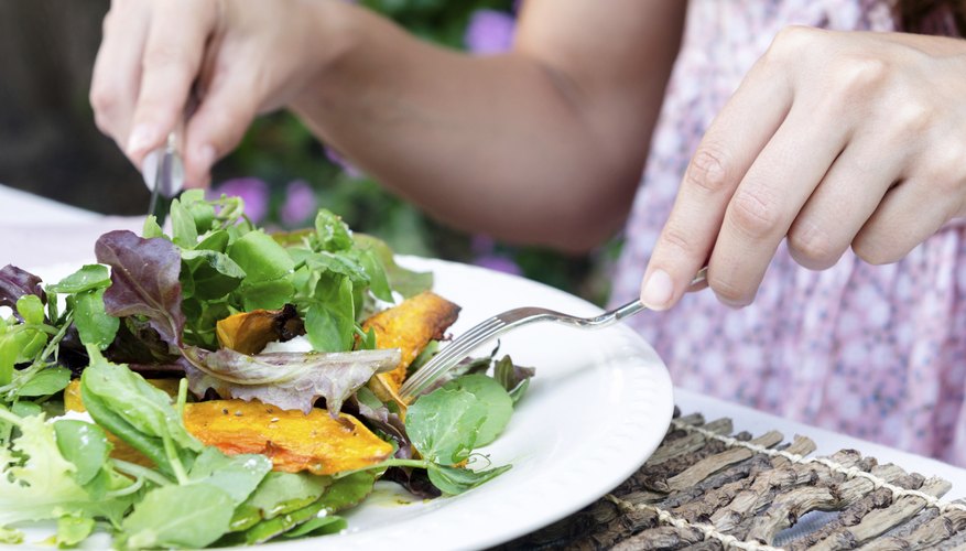 Woman eating salad Woman eating salad