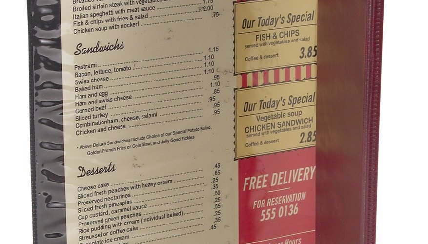 El menú de un bar es una versión abreviada de un menú de cena completa que encontrarás en un restaurante.